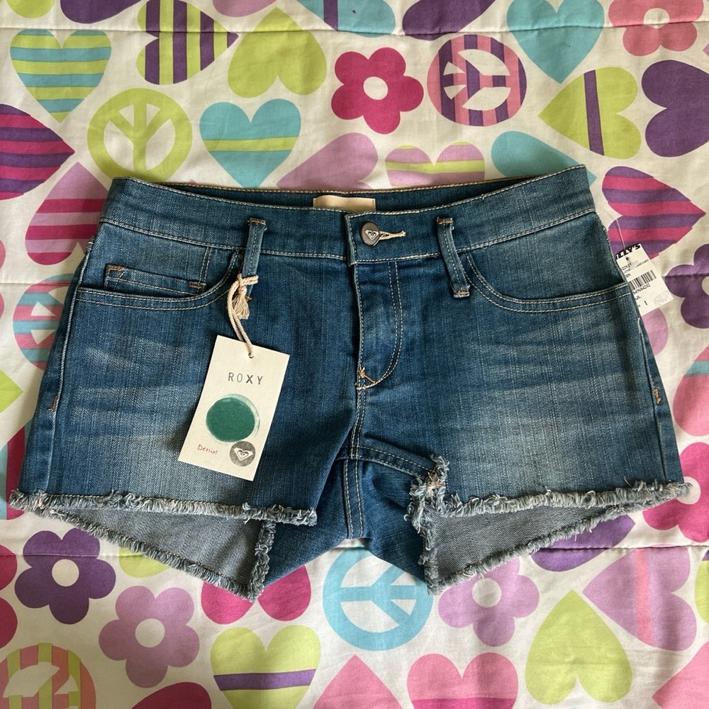 Roxy cutoff Jean denim shorts summer beach size 1 blue